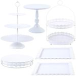 6 Pcs White Cake Stands Set, QENUII