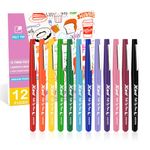 Felt Tip Pens，Felt pens with no bleed,12 color pens,Felt tip Pens for writing,signing, journaling, note-taking and doodling,Felt tip makers(12 count)