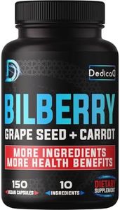 DEDICAD 20:1 Bilberry Extract USA Tested 9260mg/Serving Herbal Supplements for Eyes, Sight & Vision Health - Plus Grape Seed, Carrot, Elderberry, Eyebright, Quercetin & Others 150 Vegan Capsules