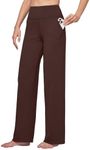 Willit Women's Yoga Pants Wide Leg Pants Stretch Dress Pants Work Casual Pants with Pockets High Waist 32" Brown XS