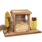 Wood Squirrel Feeder, Durable Squirrel Corn Cob Feeder with Solid Structure, Squirrel Feeders for Outside, Funny Squirrel Feeder for Corn, Peanuts