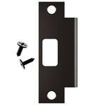 NYCO - Universal Door Strike Plate 4 7/8" x 3 3/8" x 1 1/4" - Deadbolt Strike Plate Door Backplate - Round Extended Corner -Strike Plates & Mounting Hardware (Black US1)