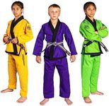 KO Sports Gear – Kids Gi Uniform Set, BJJ Jiu Jitsu Gi, Kimono and Pants, Pre-Shrunk, Purple, M0