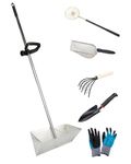 Sand Fleas Rake Set,Detachable 47 Inches Long Handle,Includes 1pcs Sand Flea Rake,1pcs Sand Sifter,1pcs Beach Mesh Shovel,1pcs Black Beach Shovel,1pcs Claw Rake with Mesh Net,One Pair of Gloves