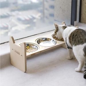 Purr Knave Premium Pet Bowl, Dog Cat Feeder Multilayer Plate Material with Stainless Steel Food Feeding Bowl - Cute Cat Bowl for Cats and Puppies