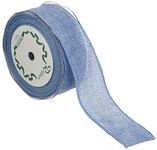 #9 Blue Wired Burlap Ribbon - 1.5" X 10 Yd Cut