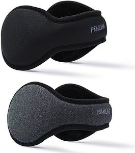 Fsmiling 2 Pack Winter Ear Muffs Men Adjustable Earmuffs Women Foldable Ear Warmers Behind The Head Ear Muffs Black/Gray