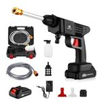 GoMechanic Car Washer High Pressure Gun | Cordless Pressure Washer with 2X Batteries & 5M Hose Pipe | Rechargeable & Portable | Use with Bucket | No Tap Required | Bike & Car Cleaner