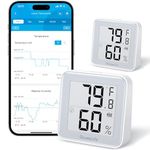 GoveeLife E-Ink Digital Bluetooth Indoor Thermometer Hygrometer,1 Year Replaceable Bettery, 2 Years Data Storage Export,Accurate for Home(with Battery),2 Pack