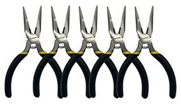 BOOSDEN 5 inch Small Needle Nose Pliers Set, 5 Pack,Small Pliers Set, Mini Precision Pliers Set,Mini Long Nose Pliers with Wire Cutter for Jewlery Making and DIY