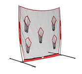 PowerNet Pro Frame Football QB Pass Accuracy Trainer, 8' x 8' Portable Passing Net w/ 5 Target Pockets, Ultra-Portable Quick Setup, Solo or Team Training Equipment, Also a Kicking Net Warm up