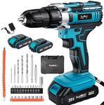 Cordless Drill Driver 20V, Combi Dill Kit with 2 * 2000mAh Lithium Ion Battery, Impact Driver 29 PCS, Screwdriver Set 25+3 Clutch,Hammer Drill for Drilling and Screw Driving