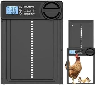 Automatic Chicken Coop Door, Battery-Powered Aluminum Automatic Chicken Door with Anti-Pinch Feature, Timer and LCD Display Black