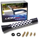 iJDMTOY 3-Inch Checkered White/Black Checkerboard Theme Short Antenna Compatible with Mini Cooper (All Models) & More Other Cars