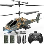 DEERC Apache RC Helicopter for Adults & Kids, 2.4GHz Military Remote Control Helicopter, 2 Batteries, 26 Mins Flight, LED Lights, Altitude Hold, One-Key Take Off, Indoor Friendly, Gift for 8-12 Boys