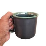 Mirakii Ceramic Black and Green Handmade 500 ml, Coffee/Shake/Smoothie/Baking Cake and Noodles Mug (1-Piece)
