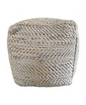 NOORI Home - 100% Handmade and Handcrafted Callum Square Beanie Pouf Ottoman Footrest - Beige - 18x18x18 - Livingroom, Bedroom, Nursery, Kids Room, Play Room