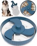 Malsipree Spinning Dog Slow Feeder Bowl - Anti-Choke - Slow Feeder Dog Bowls Small Breed & Large - Non-Slip - Dog Bowl Slow Feeder - with 2 Puzzle Mats - Holds 4 Cups of Wet or Dry Food (Blue)