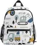 Kids Backpack for boys Childish Truck Excavator Toddler Bags Children Preschool Kindergarten Small Chest Strap 3-8 Years Old, Color1, 10x4x12 inch, Daypack Backpacks