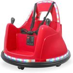 Kidzone Smart Bumper Car for Toddler & Kids 1.5-6 Years Old, 12V 2-Speeds Electric Ride On Bumping Toy Gifts W/Remote Control, APP Control, LED Lights, Bluetooth, 360°Spin and DIY Sticker, Red