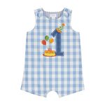 Mud Pie Baby Girls Kids Birthday Jon, Blue Gingham, 12-18 Months