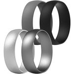 ThunderFit Silicone Rings for Men and Women, 6mm Wide - 1.5mm Thick (Black, Grey, Silver, Dark Silver - Size 8.5-9 (19.40mm))