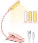 TEAMPD 10 LED Book Light, 3 Eye-Protecting Lightng Colours Reading Light, Adjustable Brightness, USB Rechargeable 12H Battery Life, Flexible Clip on Book Light for Reading, Painting,Travel, Kids Gift