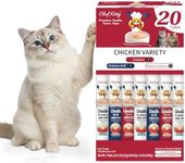 Chef Kitty Purée Pops, Cat Treats, Grain-Free, Lickable, Squeezable Creamy Cat Treat/Topper with Vitamin E & Taurine, 0.5 Ounces Each Tube, 20 Tubes, Chicken Mix Variety