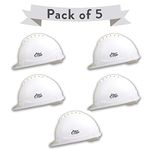 Allen Cooper Industrial Safety Helmet SH-702, Shell With Ventilation, Plastic Cradle with Manually adjustable Headband - WHITE (Pack Of 5)