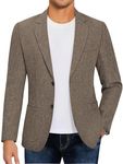 COOFANDY Sacos para Hombre De Vestir Casual Notch Lapel CJacket Linen Slim Fit Sportcoat Brown