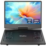 BOIFUN 14.8" Portable DVD Player with 13.3" HD Screen Enhanced Luminance, HDMI Input, Wide View Angle, 4000mAH Rechargeable Battery, USB/SD/Sync TV and Multiple Disc Formats, High Volume, Black