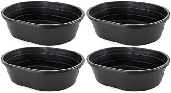 Little Giant ST15 15 Gallon Molded Poly Plastic Oval Stock Water Tank Trough for Cattle, Horses, and Other Livestock Animals, Black (4 Pack)