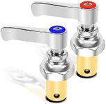 WMJNH Handle Stem Assembly Fits for T&S Brass Faucets Replace 002713-40 002714-40, Blue Cold and Red Hot Side Spindle Assembly Valve Replacement Part