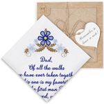 W&F GIFT Embroidered Wedding Handkerchief - Mom, Dad, New Mom, New Dad & Grandma, Dad X 1 (Blue), 8" x 8"