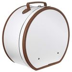 Lierys Large Round Hat Box Cream White - Approx. 40 x 21 cm - Made of Imitation Leather - for Storage with Carrying Handle and Lock - Case for Hats - Good Decoration for The Home