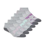 PUMA womens 6 Pack Quarter Crew Socks, Grey/Purple/Blue, 9-11