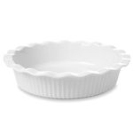 WishDeco Ceramic Pie Pan for Baking 23 cm / 9 inch, Deep Round Pie Dish 1500 ml / 50 oz, Pie Plate with Fluted Rim, Porcelain Baking Dish for Apple Pie, Quiche, Tart, Cake Oven & Microwave Safe