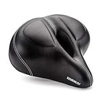 LINGMAI Oversized Comfort Bike Seat Most Comfortable Extra Wide Soft Foam Padded Exercise Bicycle Saddle for Men Women Senior, Universal Fit for Cruiser, Stationary, Spin Bikes & Outdoor Cycling