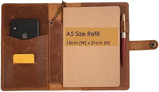 The Antiq A5 Leather Notebook Cover, Leather Journal Cover Planner Cover Leather Composition Notebook Cover Refillable Notebook Cover Leather Bible Cover - Fits 15 x 21 cm refill