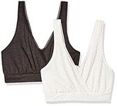 Playtex Women's Nursing Pullover Sleep Bra 2-Pack US02PK, Micro Dot Print/Black, Small