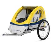 Schwinn Echo Child Bike Trailer, Double Baby Carrier, Canopy, 20-inch Wheels, Yellow