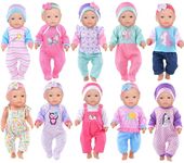 10 Sets Baby Doll Clothes and Accessories with Hat Headband Total 24 Pcs Fit for 43 cm New Born Baby Dolls 14-16-17 Inch Baby Dolls 15 inch Dolls