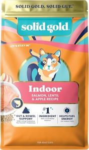 Solid Gold Indoor Dry Cat Food - Grain Free & Gluten Free - Salmon Cat Food Dry Kibble for Indoor Cats for Gut Health - Sensitive Stomach & Hairball Support for Adult Cats - 12LB