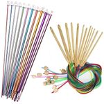 SAHENITEANA 23 Pieces Tunisian Crochet Hooks Kit, Afghan Crochet Needles Anti-Slip Bead Bamboo Crochet Hook Colorful Long Crochet Hooks Tunisian Afghan Aluminum Knitting Supplies for Beginner Crocheter Knitter