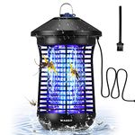 Bug Zapper Outdoor, WADEO 4000V 20W Electric Mosquito Killer with Light Sensor used in Day and Dark, IPX4 Waterproof Insect Killer for Patio, Backyard, Home and Indoor