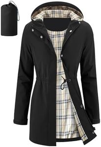 iCreek Women's Long Rain Jacket Waterproof Packable Hooded Windbreaker (Black, S)