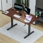 JIN OFFICE Manual Height Adjustable Desk | Manual Sit Stand Desk| Manual Standing Desk with Hand Crank| 80 kg Weight Capacity (Black Frame | Brown Top | 1200 by 750 mm) Engineered Wood
