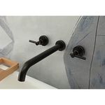 Wall Mount Tub Filler，Two Handle Bathtub Faucet, Extra Long Spout Reach with High Water Flow, Brass Rough in Valve Included, Oil Rubbed Bronze…