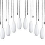 8 Pieces Ceiling Fan Pull Chains Wooden Pendant Pull Chain Extension for Ceiling Light Lamp Fan Chain (White)