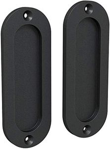 Tibres | Finger Pulls for Closet Door | 4.75" Oval Sliding Door Pulls Handles | Flush Pulls for Pocket Door | Matte Black | Set of 2